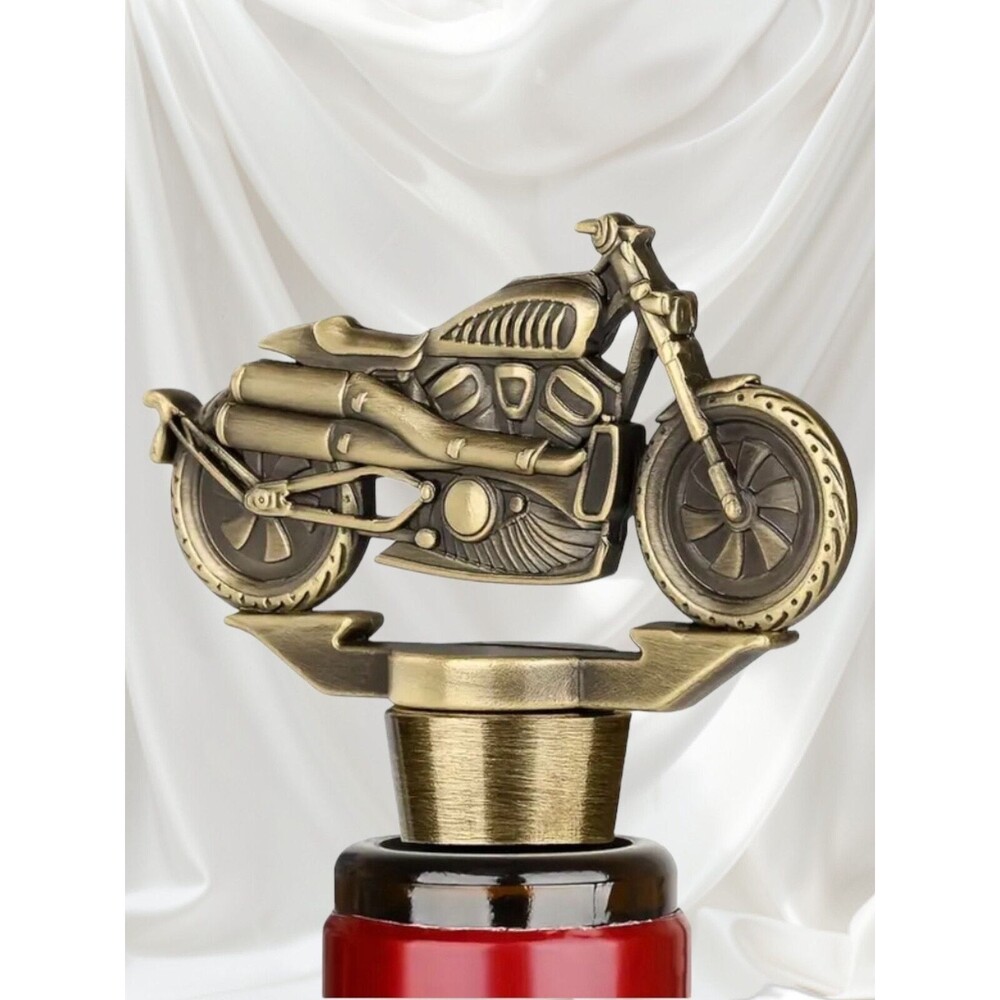 Rustic Motorcycle Biker Wine Bottle Stopper with Rubber Seal - Unique Home Bar D
